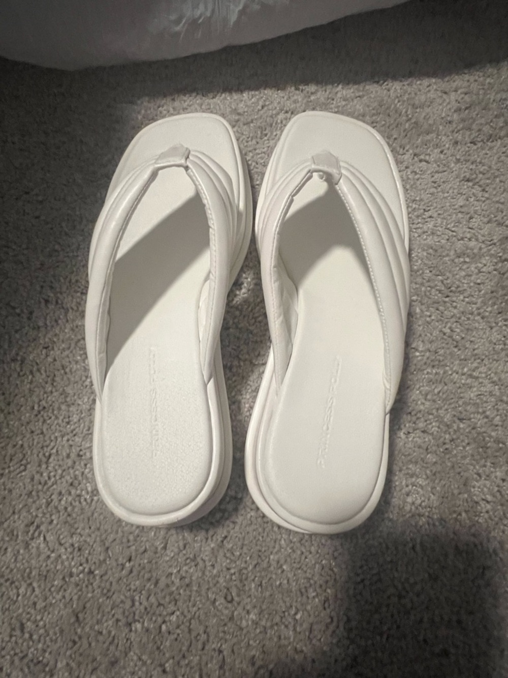 Princess Polly White Padded Flip Flop Sandals